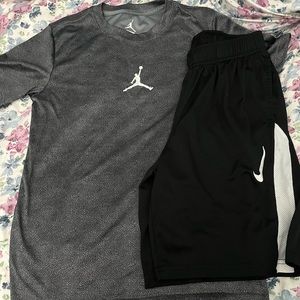 Outfit ; Jordan shirt size M; Nike boys shirts dry fit size L